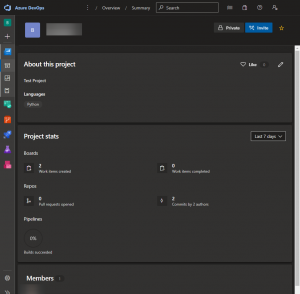 Azure DevOps Project summary view