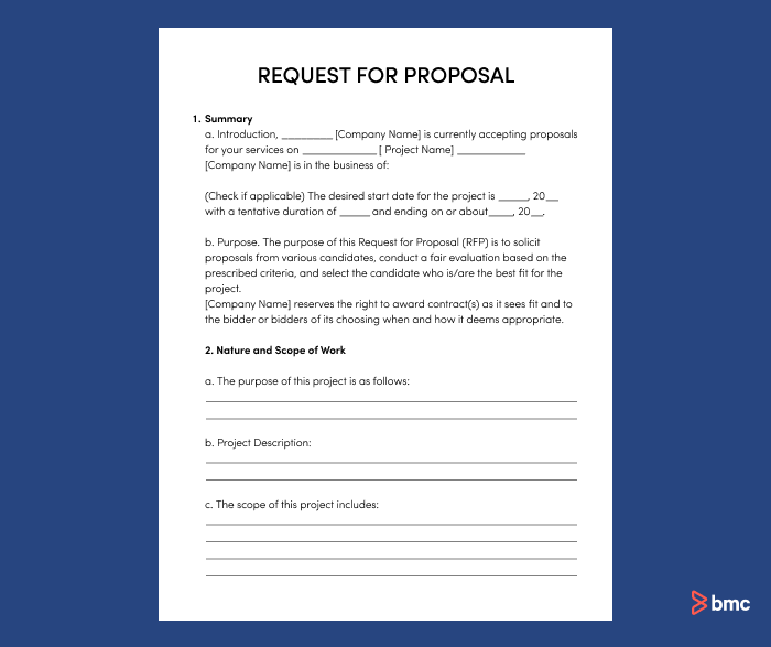 Free RFP template with explanations.