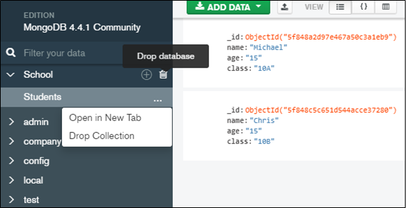 mongodb compass update query