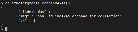 Example of how to delete all MongoDB indexes.