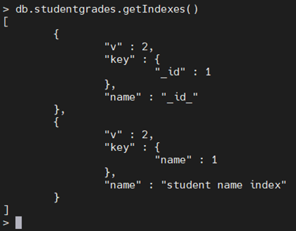 getIndexes() example in MongoDB.