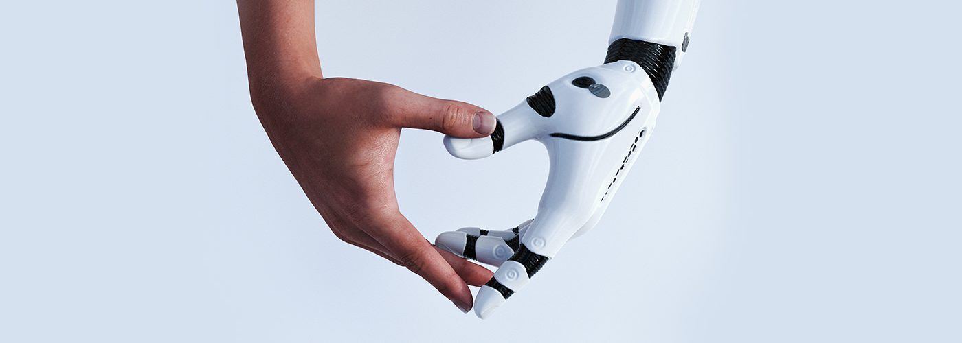 Robot human hands heart shape