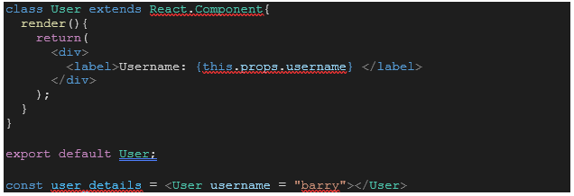 Example of passing username as an argument for the component