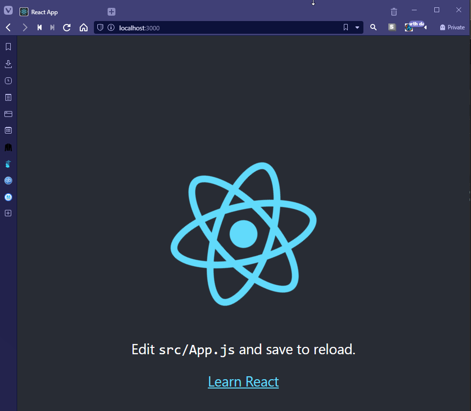 Sample React app Browser