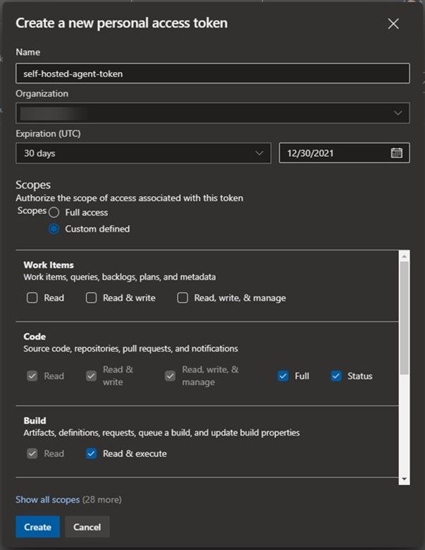 New PAT for self-hosted agent in Azure DevOps