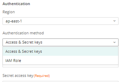 IAM Role authentication method added for AWS jobs.