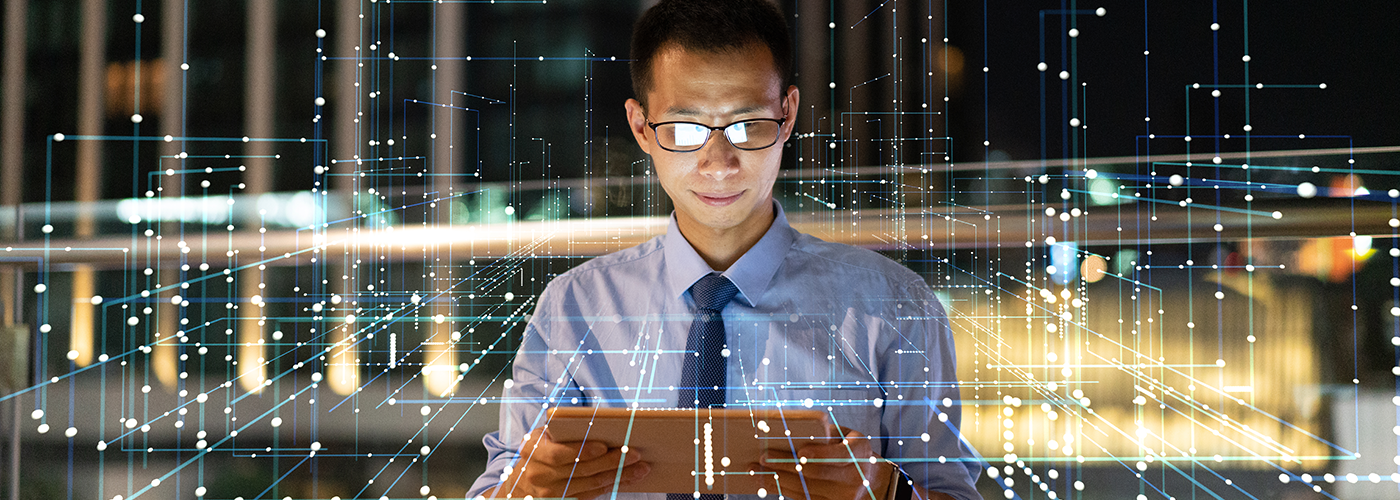 AIOps Innovation Man Tablet Data